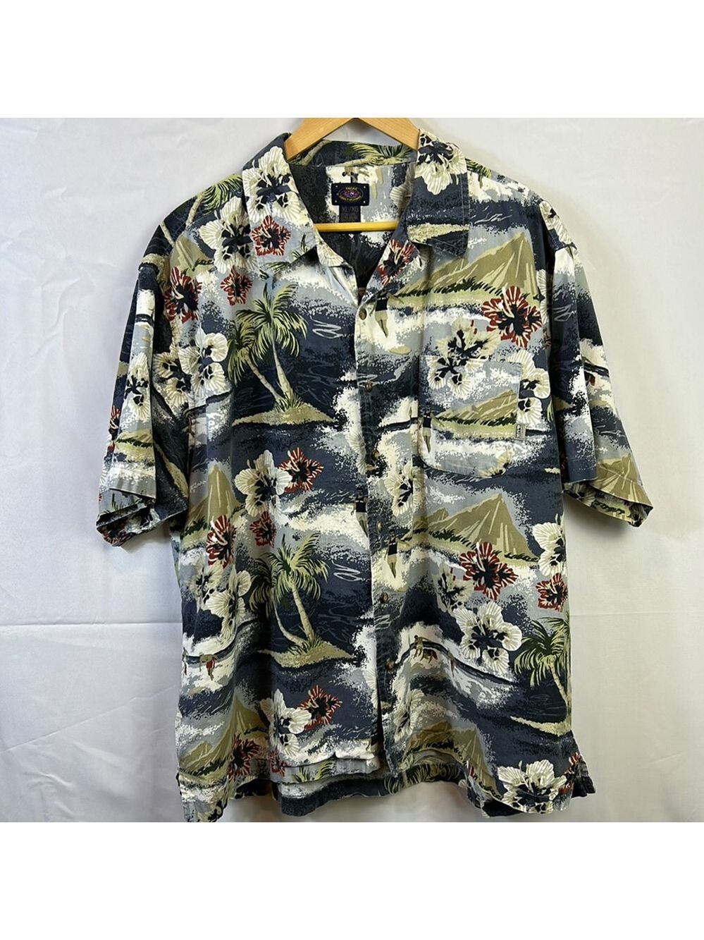 Pacific Coast Highway Tropical Surf Shirt Size XL Short Sleeve Front Pocket